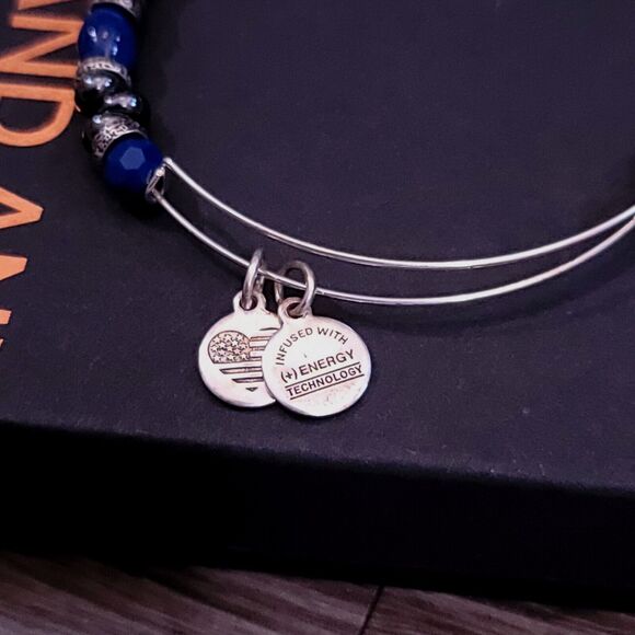 Alex and Ani Silver and Blue Beaded Bracelet - Picture 4 of 9